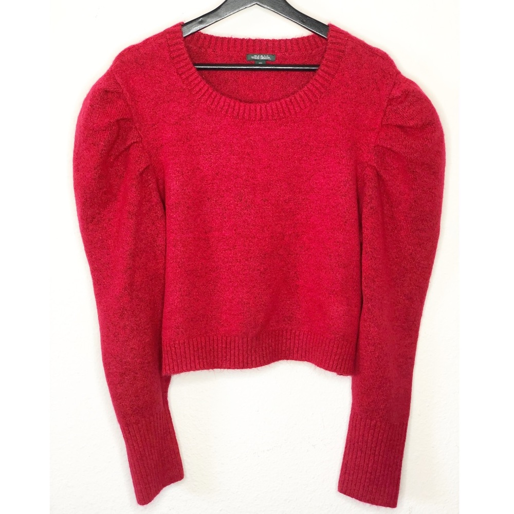 Wild Fable Red Puffer Shoulder Crop Sweater XXL